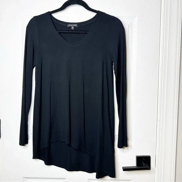 Eileen Fisher Tops - EILEEN FISHER Long Sleeve Scoop Asymmetrical Hem Tee Size XS Minimalist Neutral